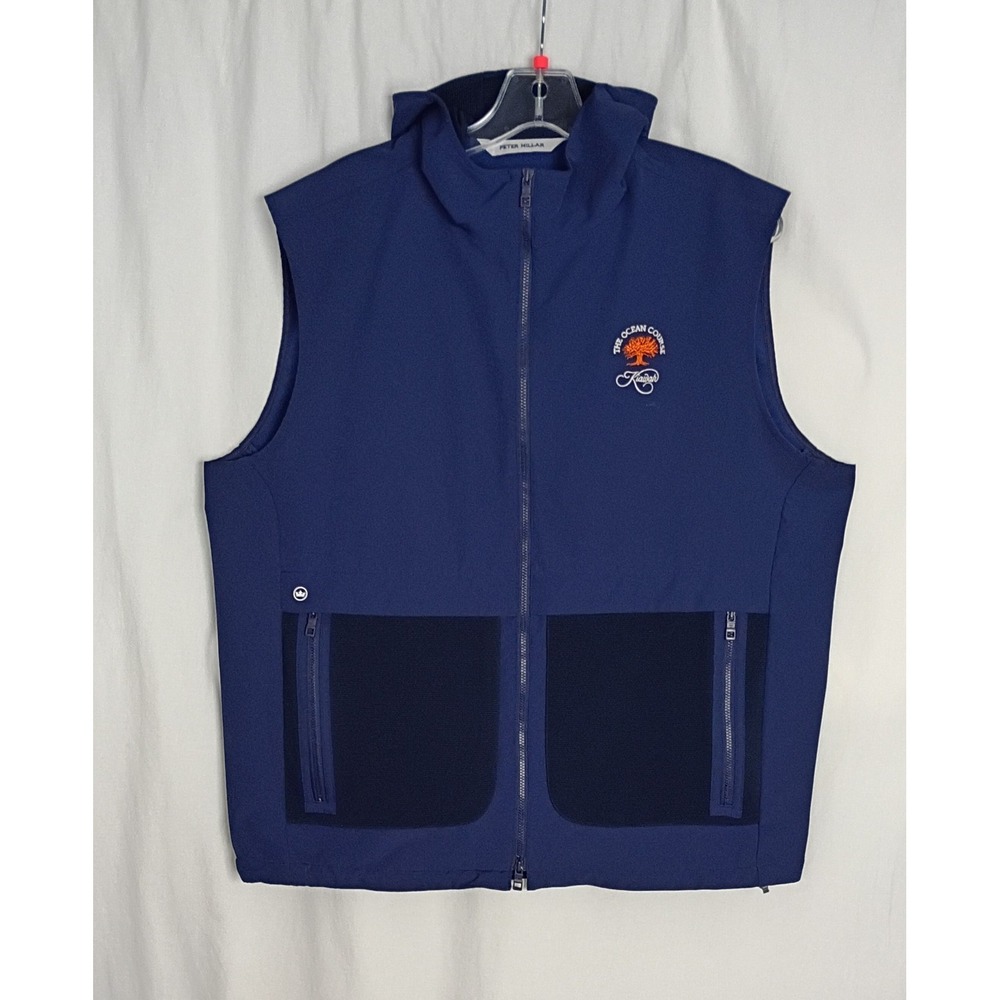 Peter Millar Jameson Flex Adapt Hooded Vest Men L Blue Kiawah Island Ocean Cours